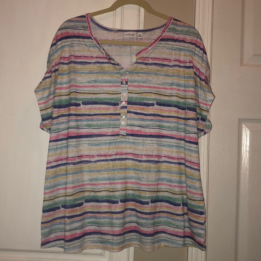 🛍 Pastel Striped Top 💛